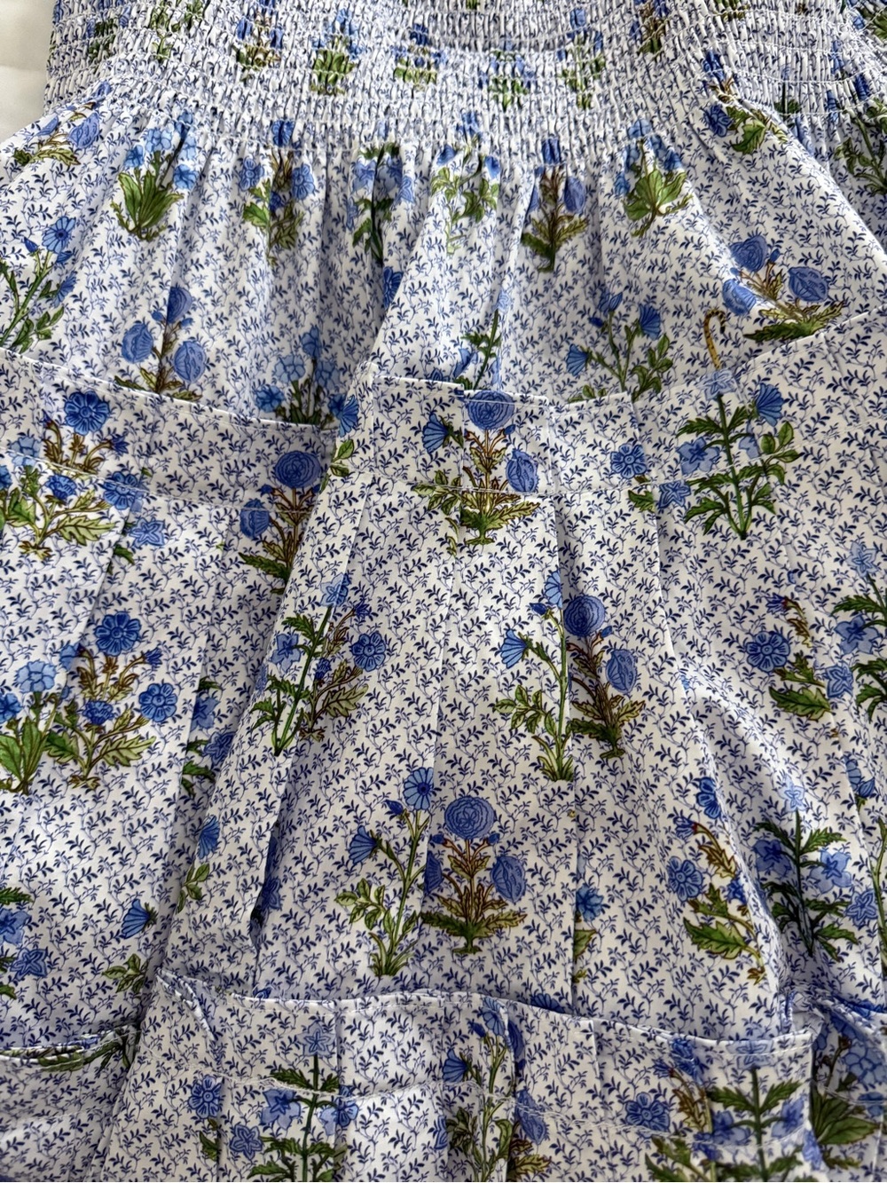 Hill House Light Blue Floral Smocked Square-Neck Mini Dress - Picture 2 of 7